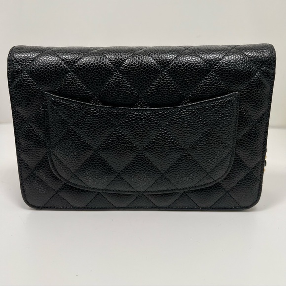 Chanel Black Quilted Caviar Classic Wallet On Chain - Picture 3 of 12